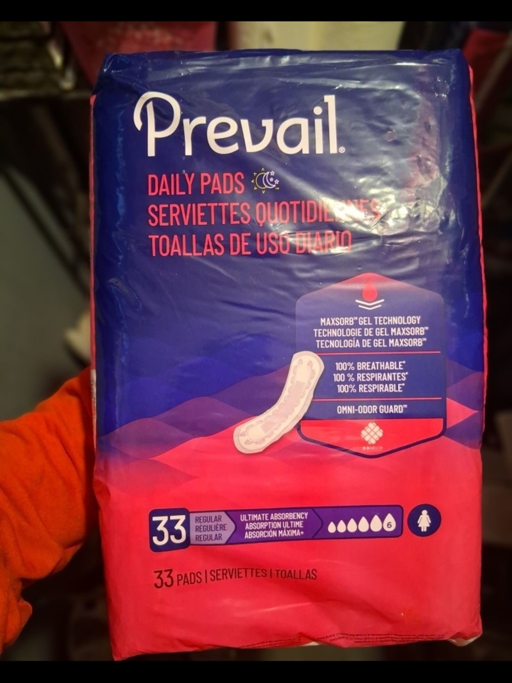 Prevail Daily Pads - Pink & Blue Packaging